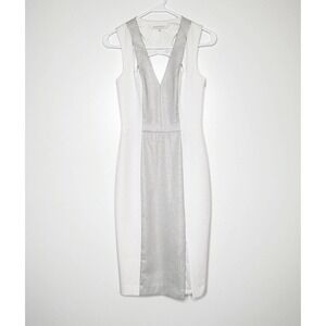 Black Halo Sheath Dress Women's Sleeveless White Silver Size 0